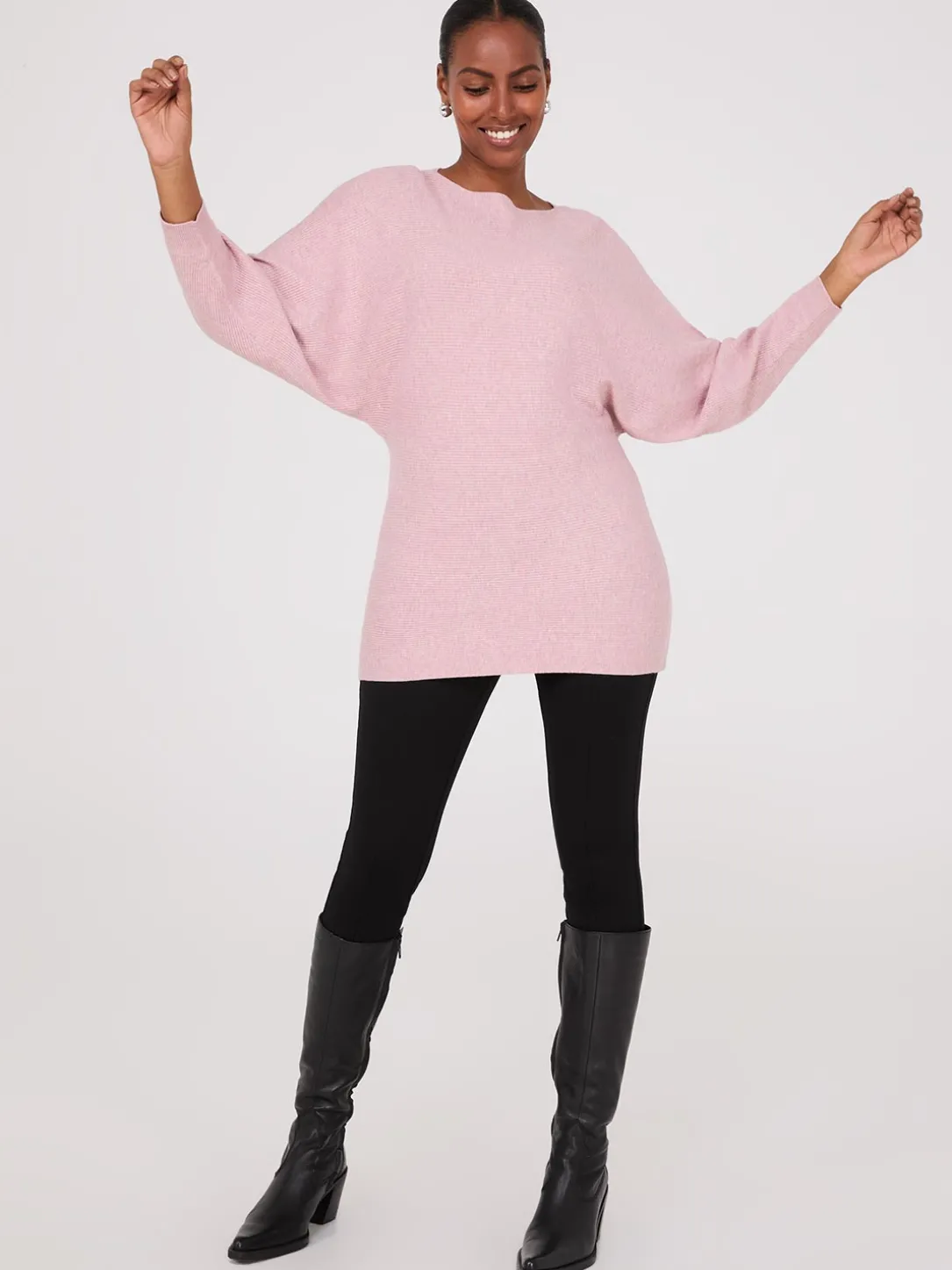 3/4 Dolman Sleeve Ottoman Stitch Sweater