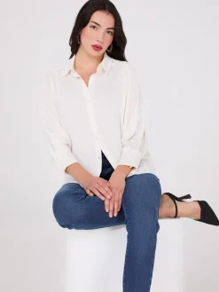 3/4 Dolman Sleeve Textured Blouse