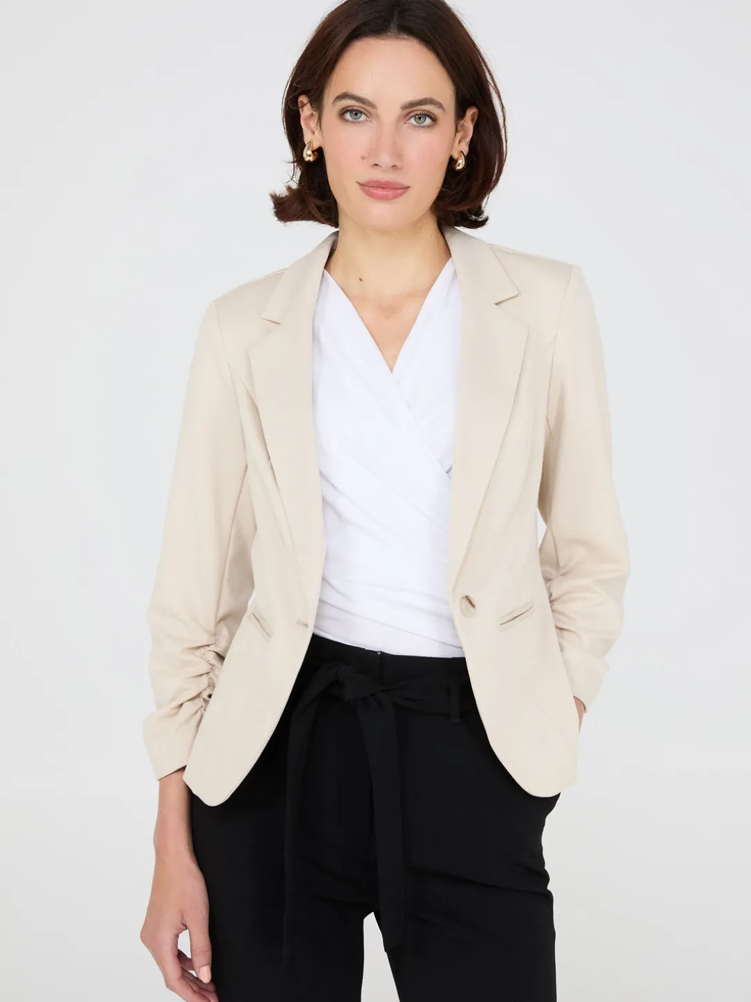 3/4 Ruched Sleeve Blazer