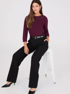 3/4 Sleeve Boat Neck Top