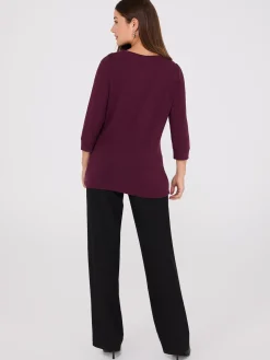3/4 Sleeve Boat Neck Top