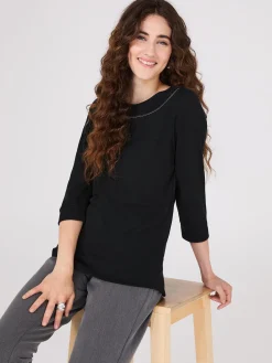 3/4 Sleeve Boat Neck Top