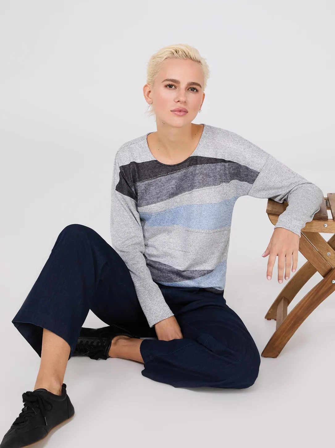 Abstract Colour Block Top With Stud Details