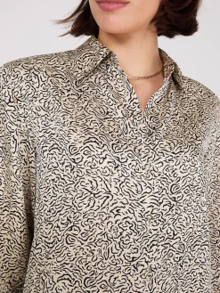 Abstract Print Satin Tunic Blouse