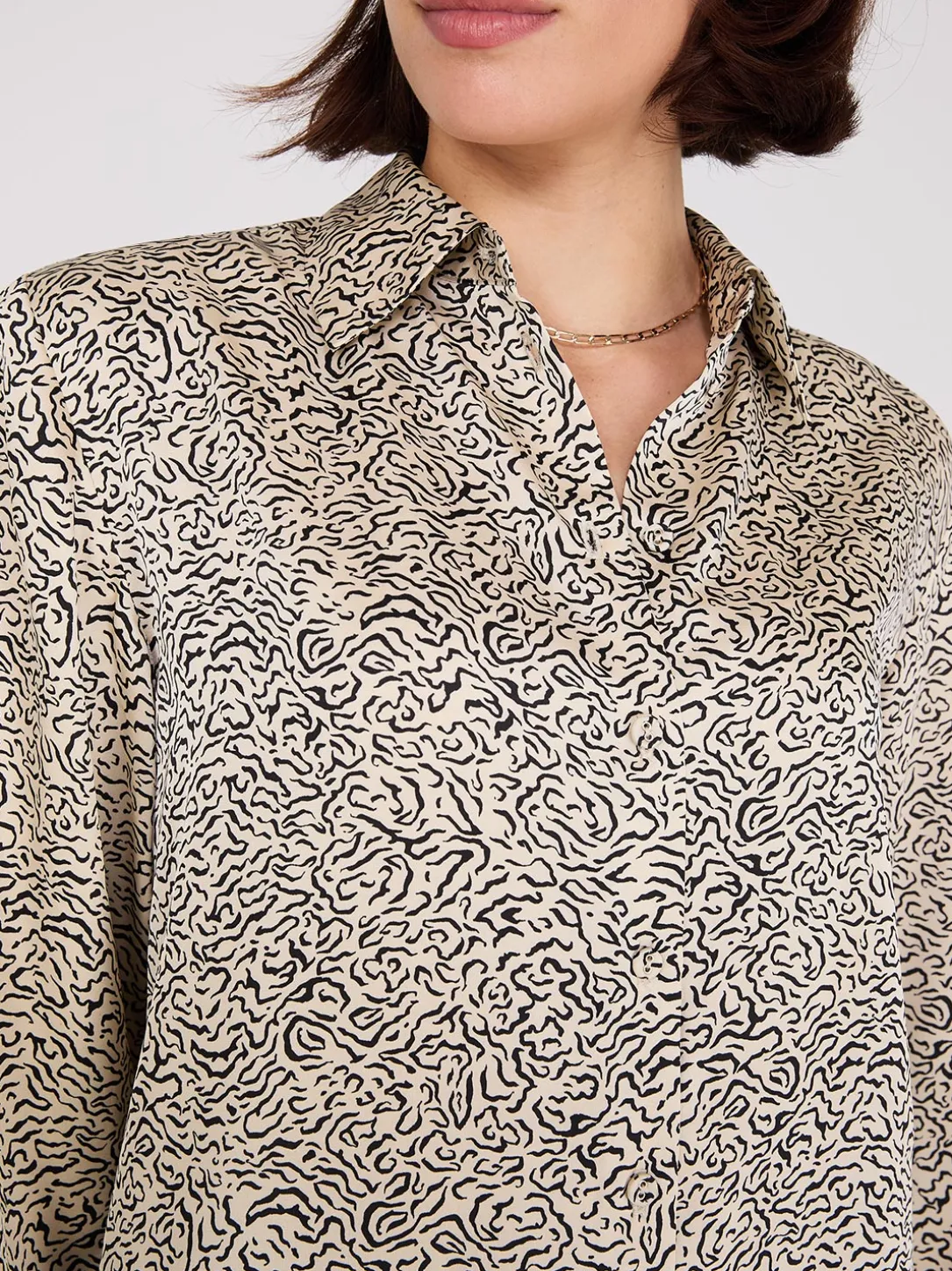 Abstract Print Satin Tunic Blouse