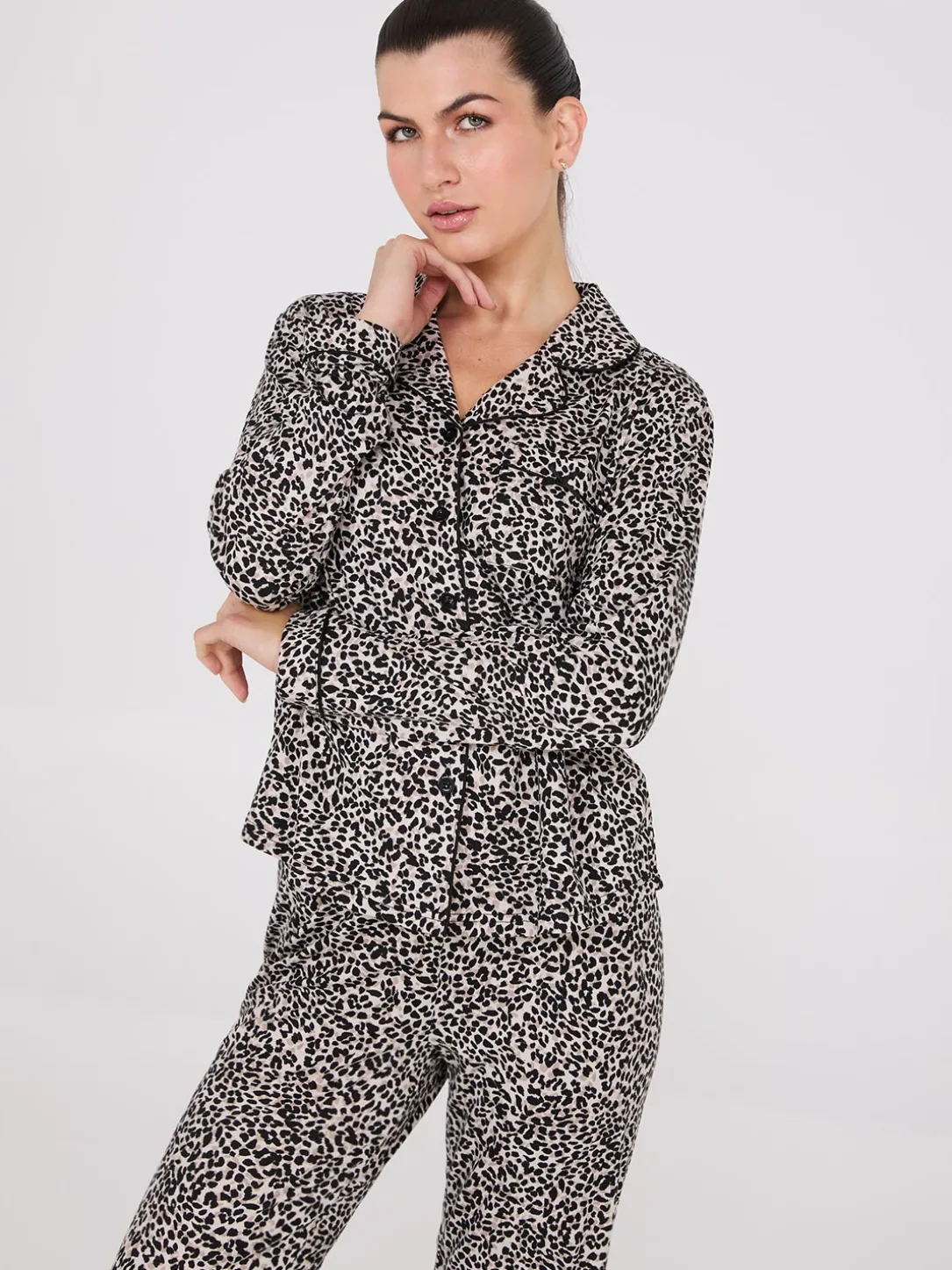 Animal Print Button-Down Pajama Set