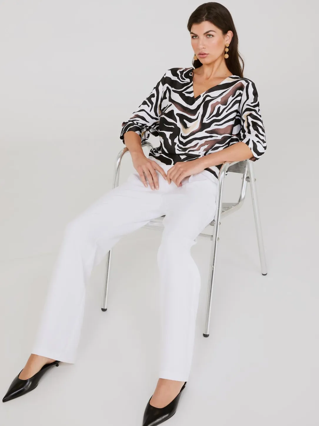 Animal Print Satin Dolman Sleeve Top