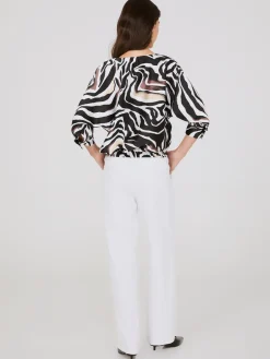 Animal Print Satin Dolman Sleeve Top