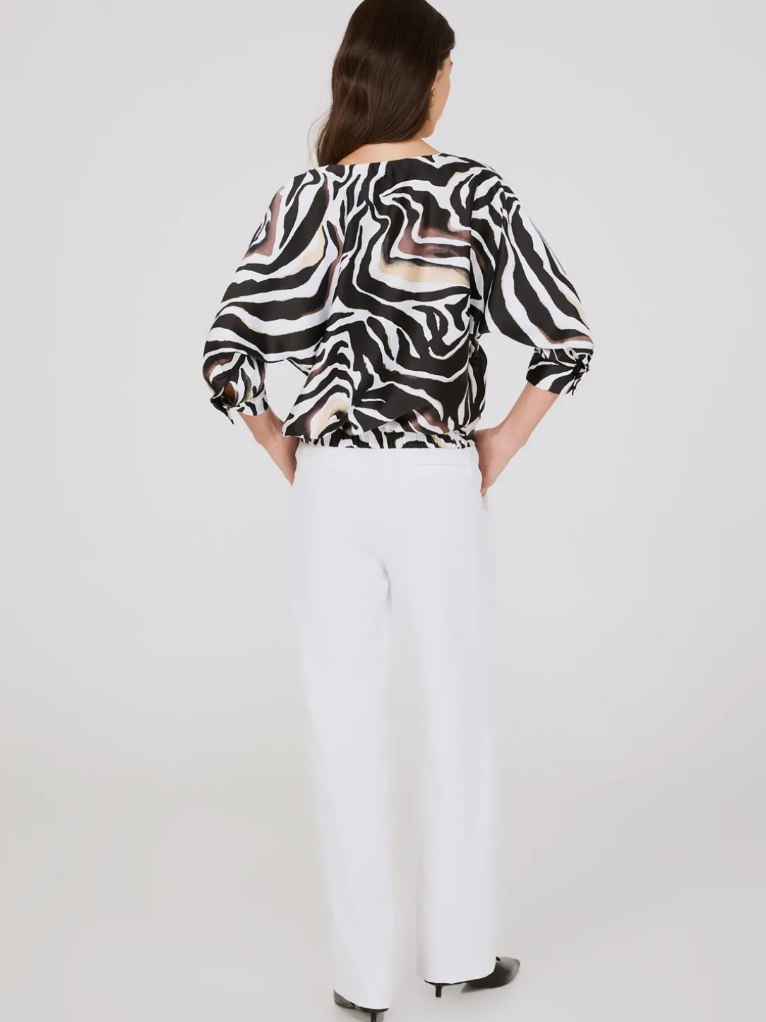 Animal Print Satin Dolman Sleeve Top