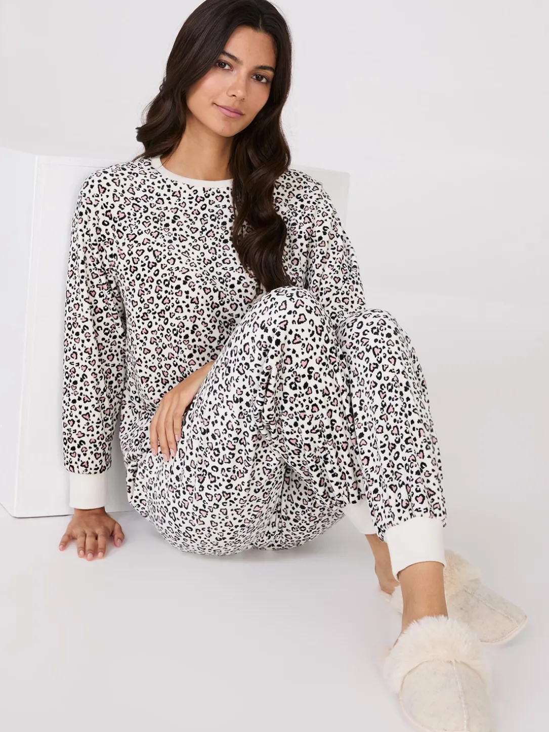 Animal Print Velour Pajama Set