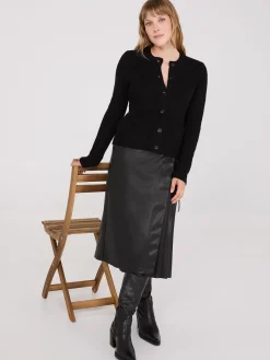Basketweave Button-Front Cardigan
