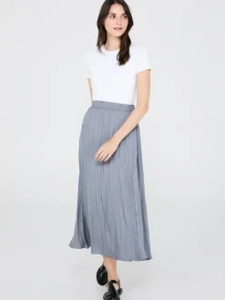Broomstick Pleated Satin Skirt