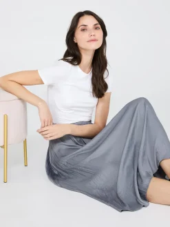 Broomstick Pleated Satin Skirt