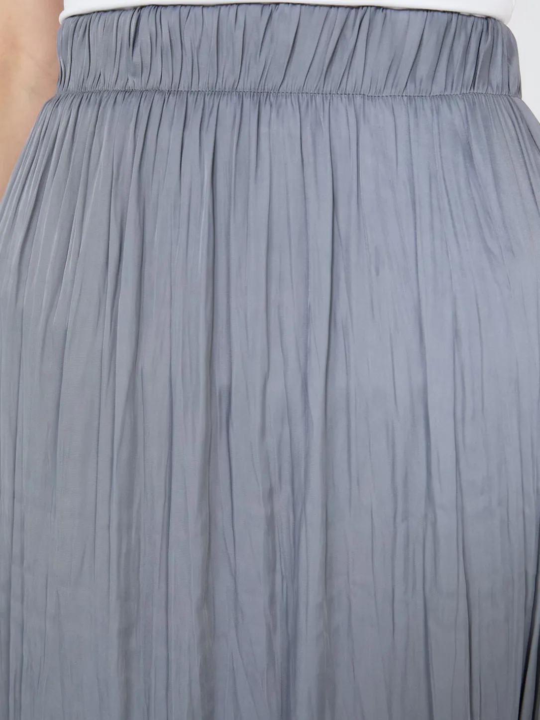 Broomstick Pleated Satin Skirt