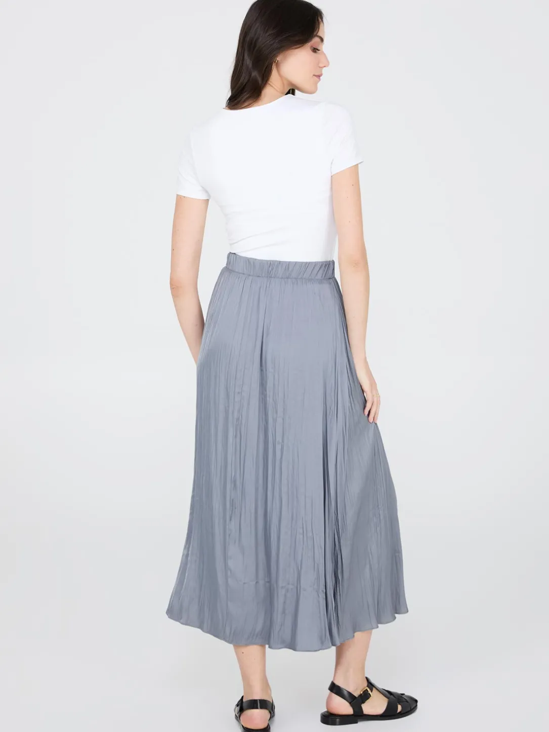 Broomstick Pleated Satin Skirt