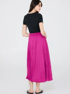 Broomstick Pleated Satin Skirt