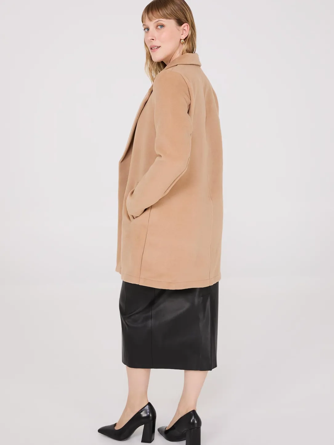 Brushed Open Front Car Coat