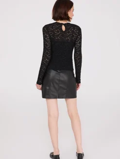 Bubble Lace Long Sleeve Top With Cami