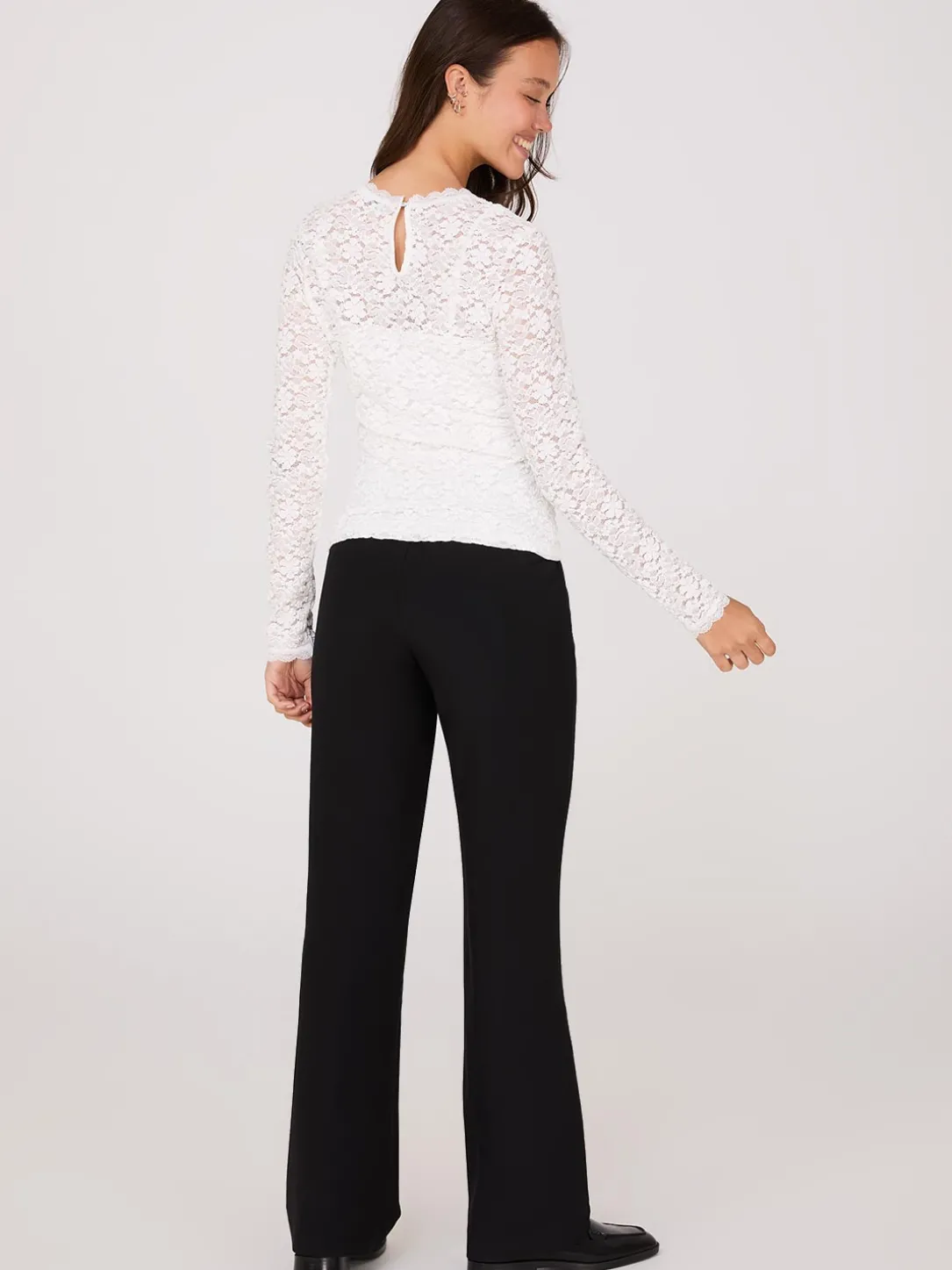 Bubble Lace Long Sleeve Top With Cami