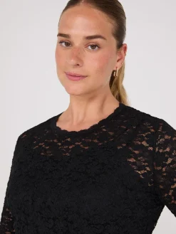 Bubble Lace Long Sleeve Top With Cami
