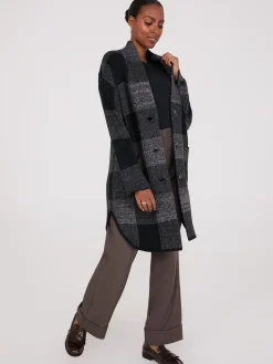 3-Button Plaid Coatigan