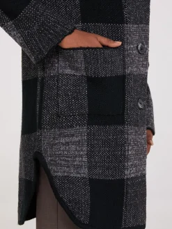 3-Button Plaid Coatigan