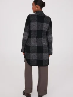3-Button Plaid Coatigan
