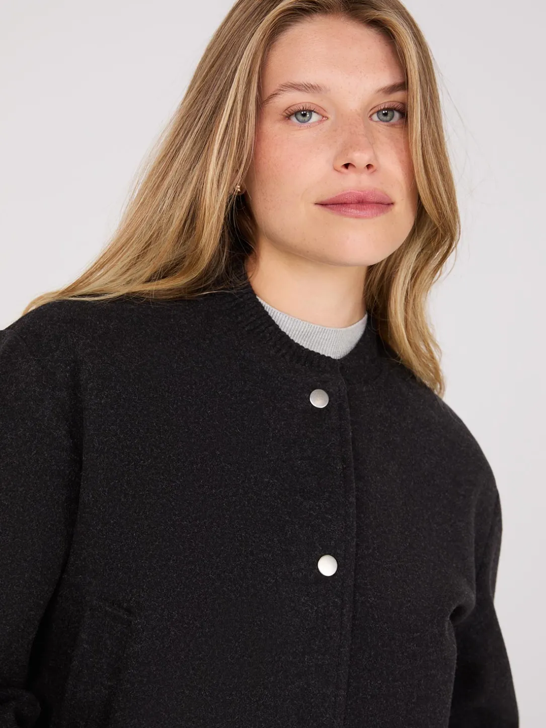 Button-Front Bomber Jacket