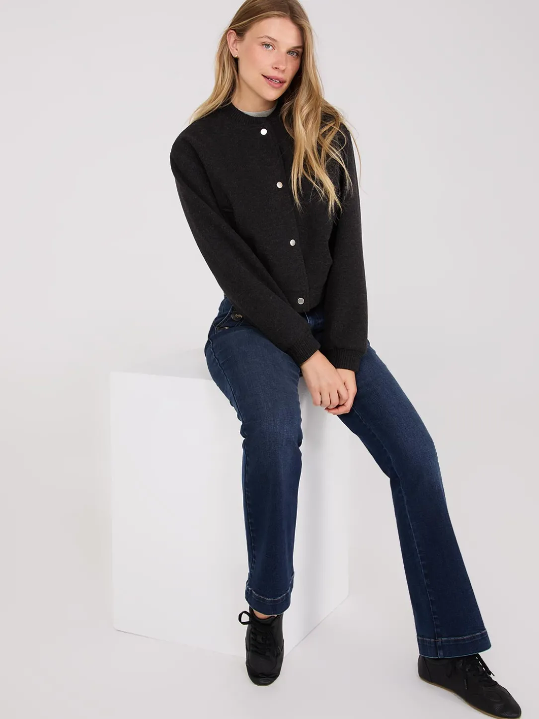 Button-Front Bomber Jacket