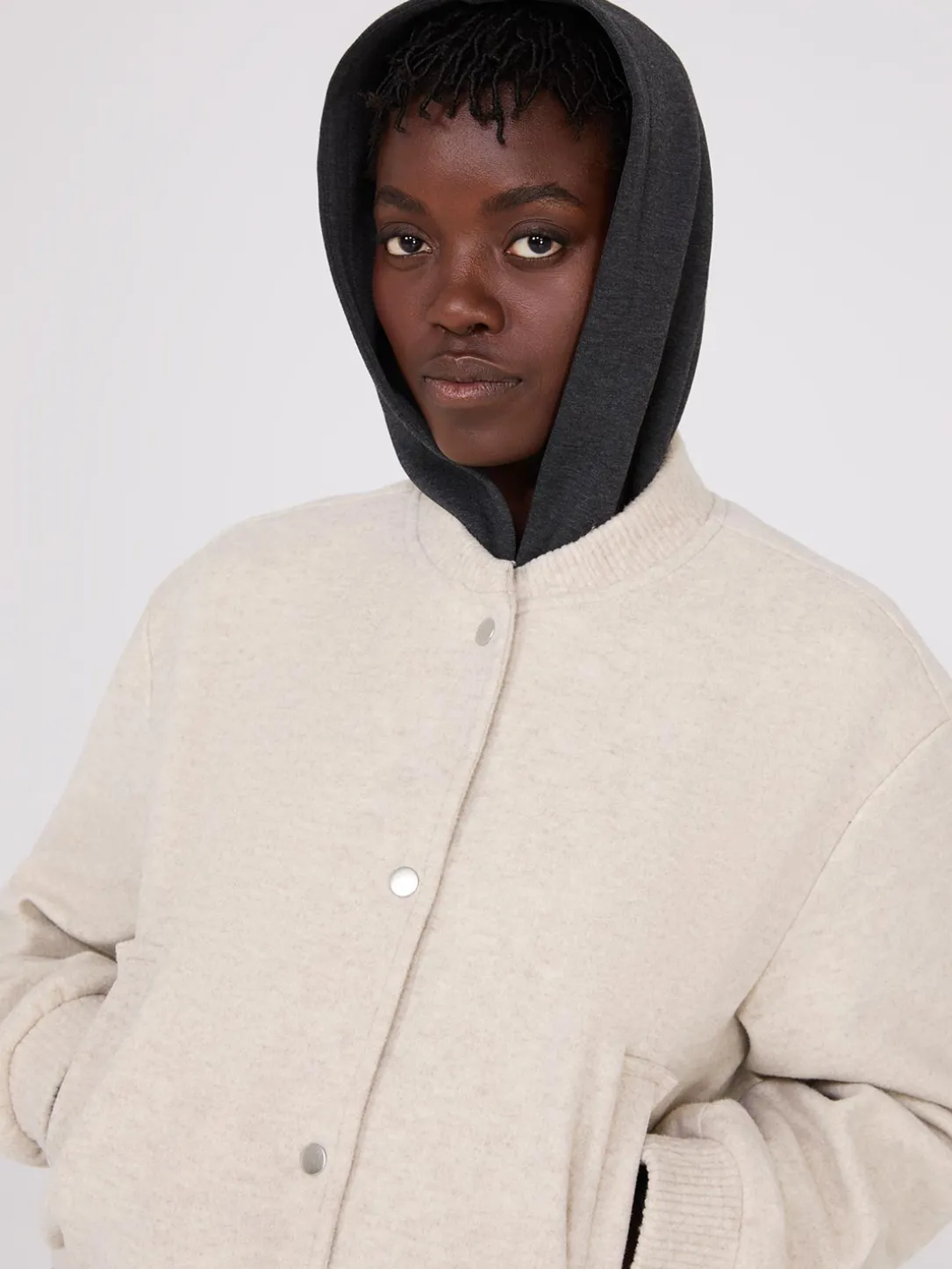 Button-Front Bomber Jacket