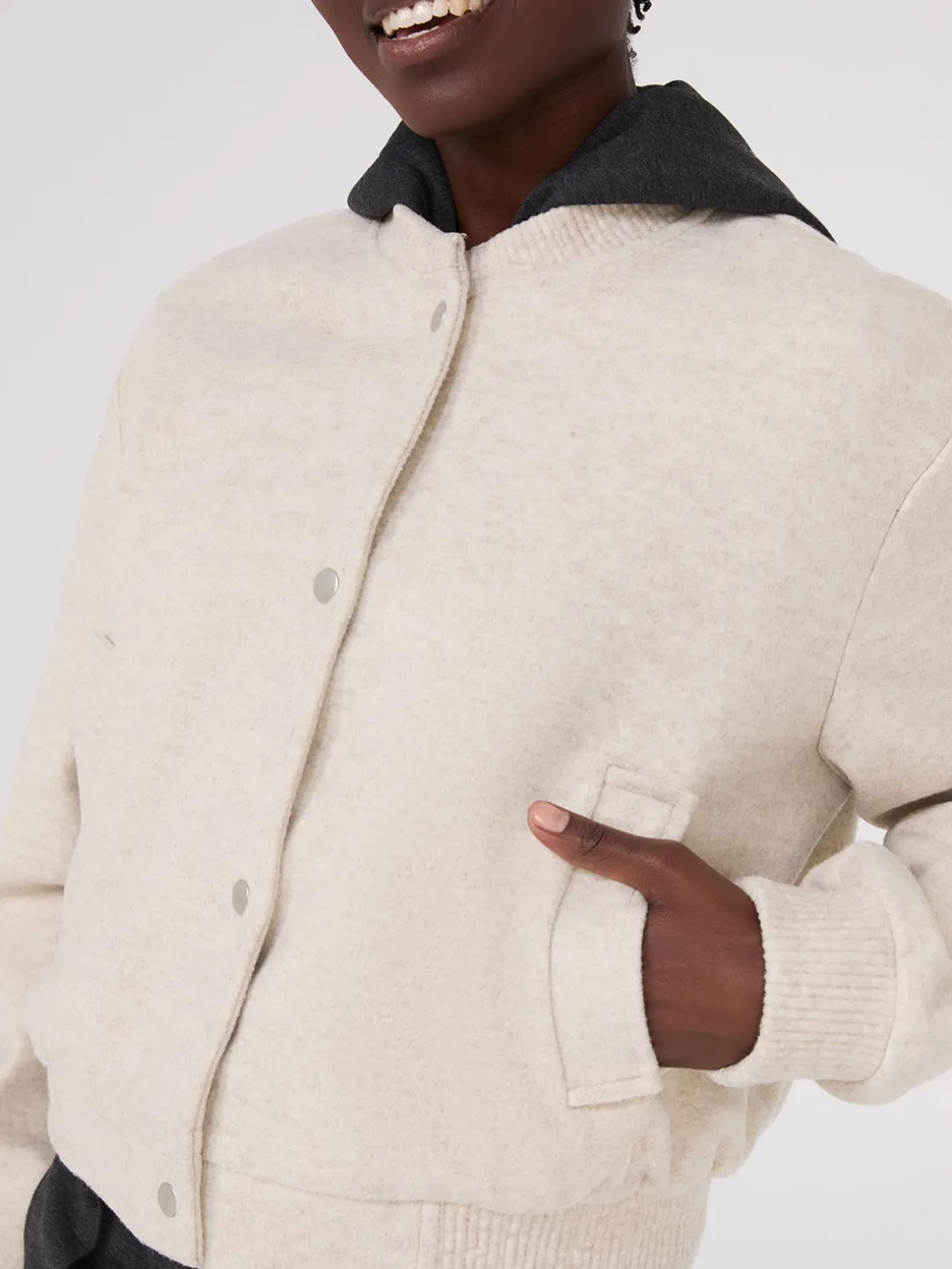 Button-Front Bomber Jacket