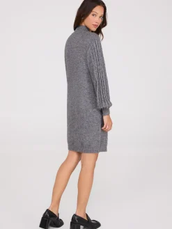 Cable Knit Mock Neck Sweater Dress