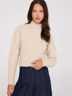 Cable Knit Mock Neck Sweater