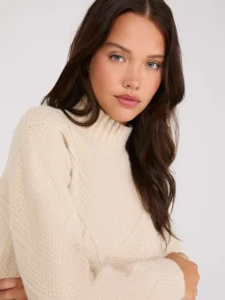 Cable Knit Mock Neck Sweater