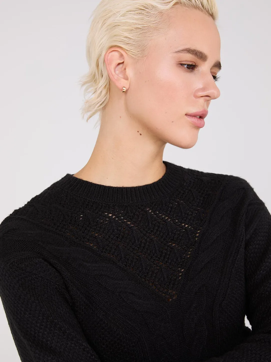 Cable Knit Pointelle Sweater