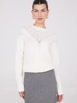 Cable Knit Pointelle Sweater