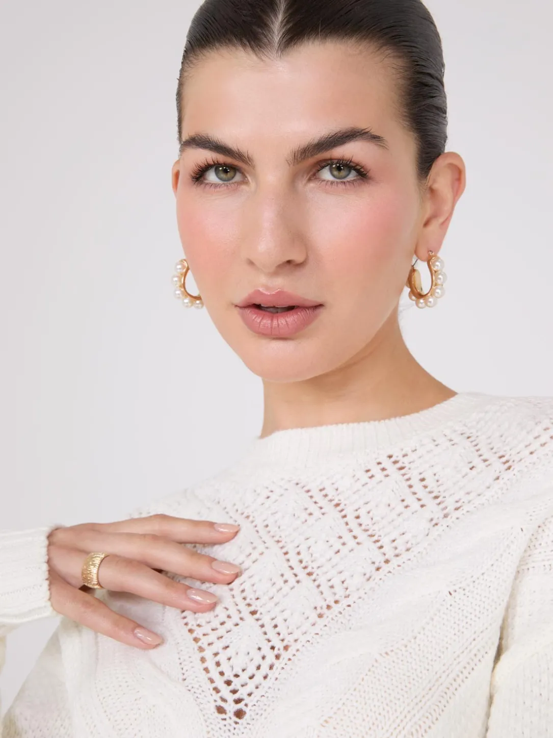 Cable Knit Pointelle Sweater