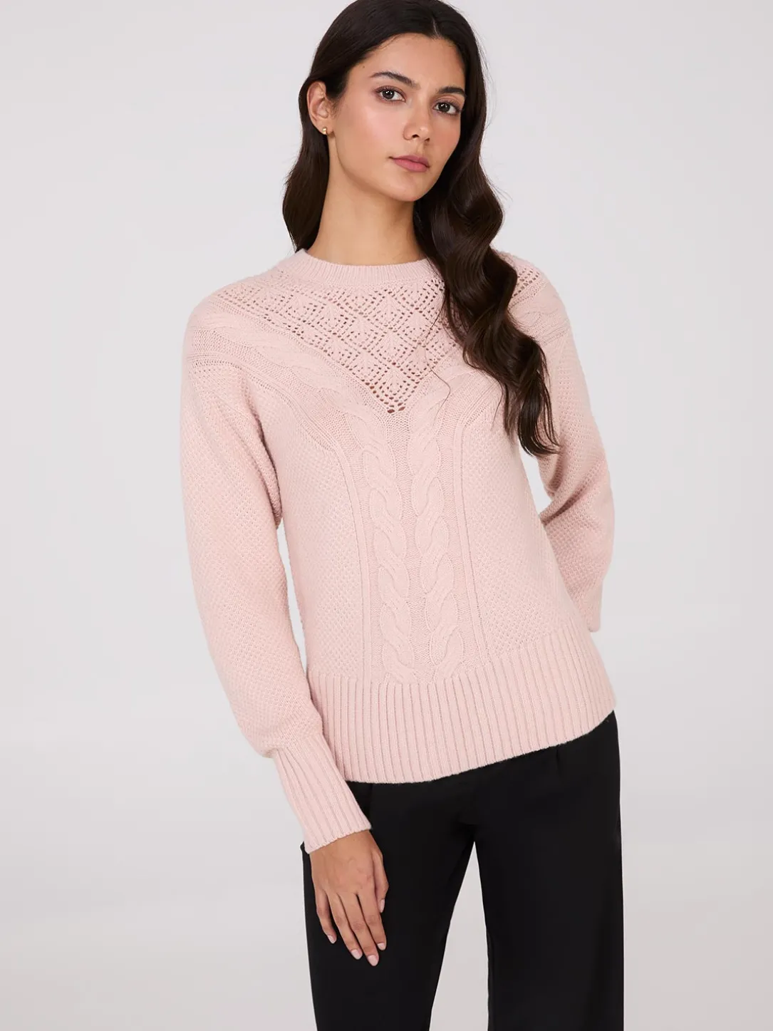 Cable Knit Pointelle Sweater