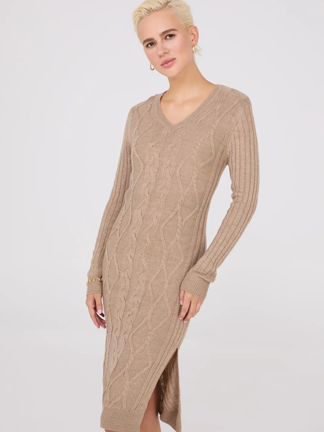 Cable Knit Sweater Dress