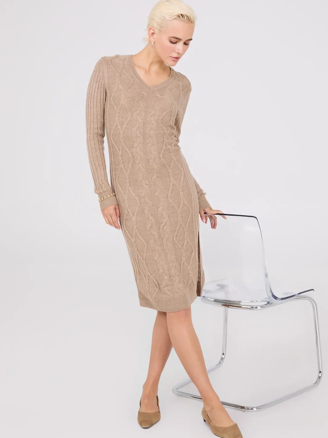 Cable Knit Sweater Dress