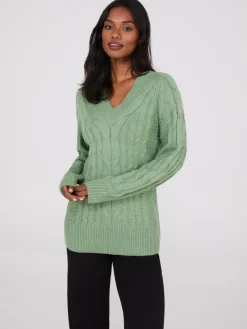 Cable Knit V-Neck Sweater