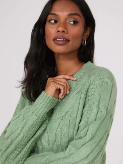 Cable Knit V-Neck Sweater