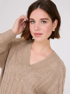 Cable Knit V-Neck Sweater