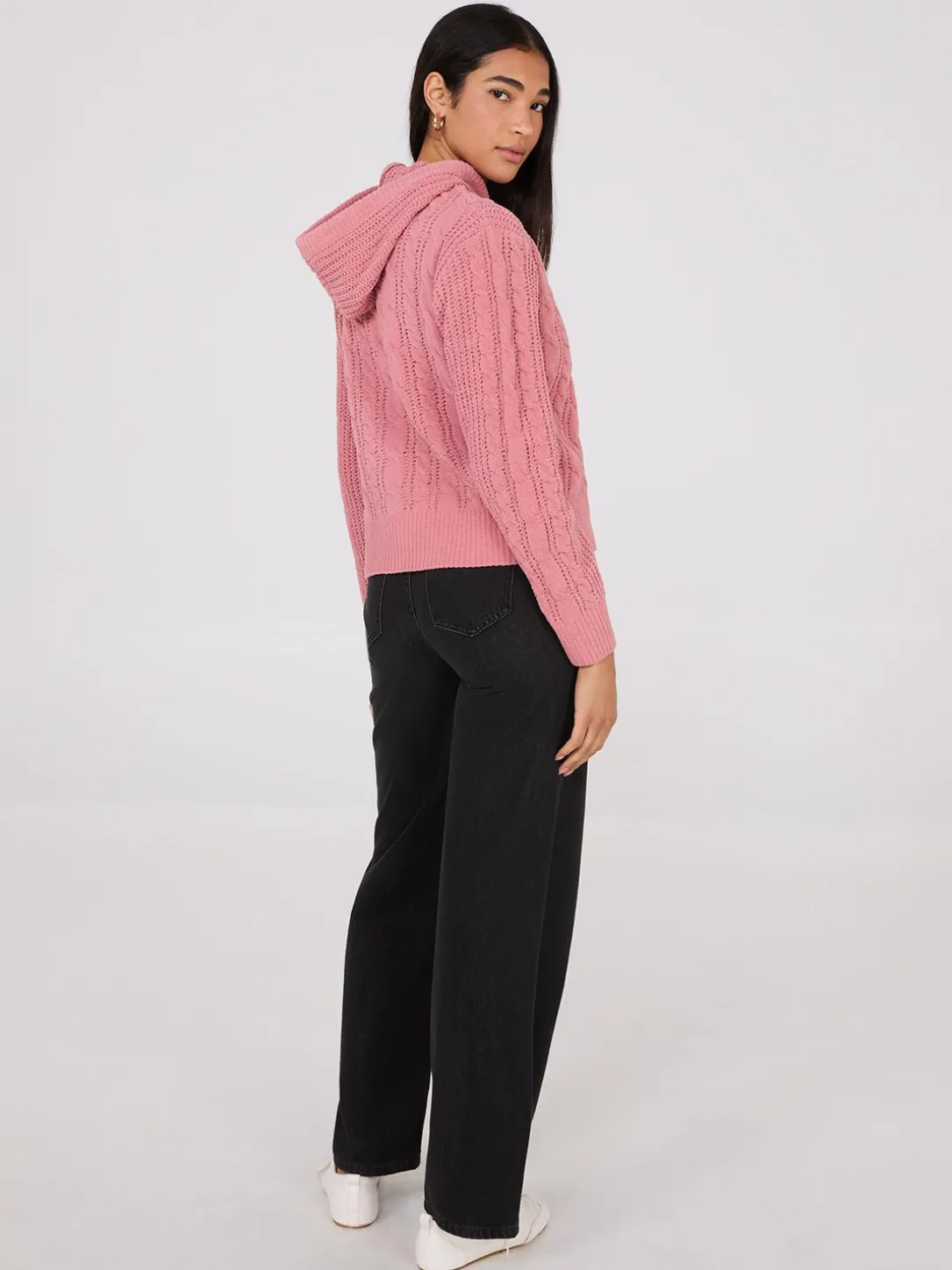 Cable Knit Zip-Up Hoodie