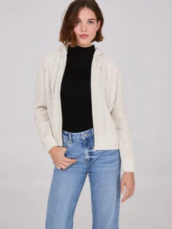 Cable Knit Zip-Up Hoodie