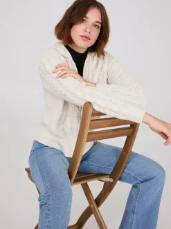 Cable Knit Zip-Up Hoodie