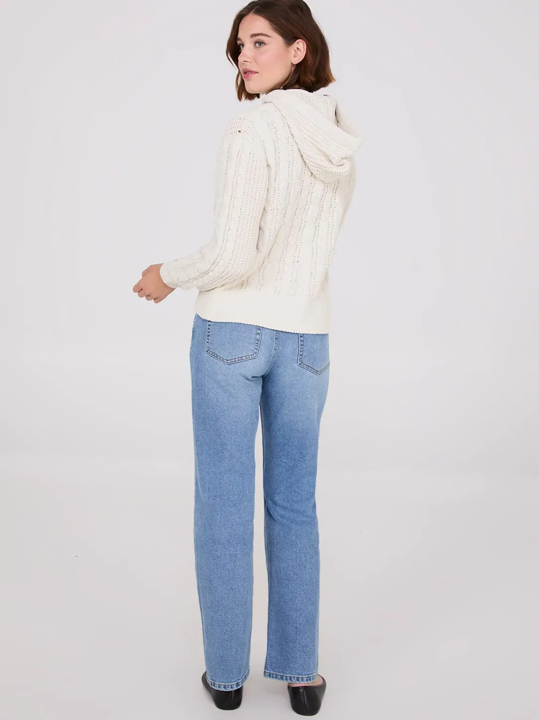 Cable Knit Zip-Up Hoodie