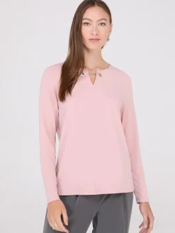 Chain Keyhole Long Sleeve Top