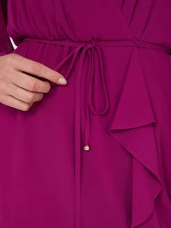 Chiffon Crossover Mini Dress With Front Ruffle
