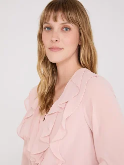 Chiffon Ruffle Button-Front Blouse